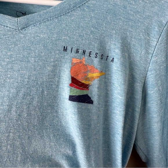 State of Mine Light Blue V-Neck Long Sleeve Minnesota Tee Size Medium Women’s - Picture 3 of 12